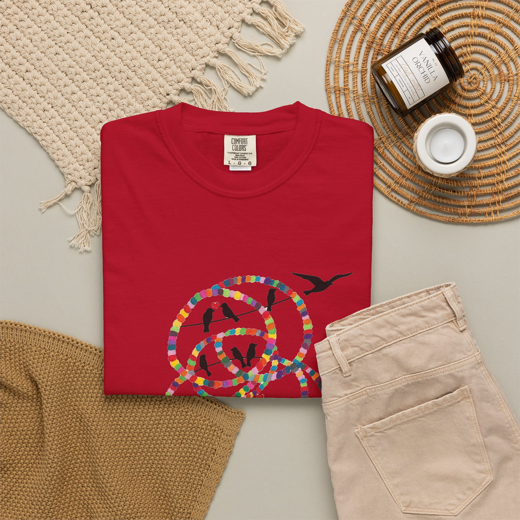 Bird Flight Graphic T-Shirt — Colorful Ring Silhouette Tee
