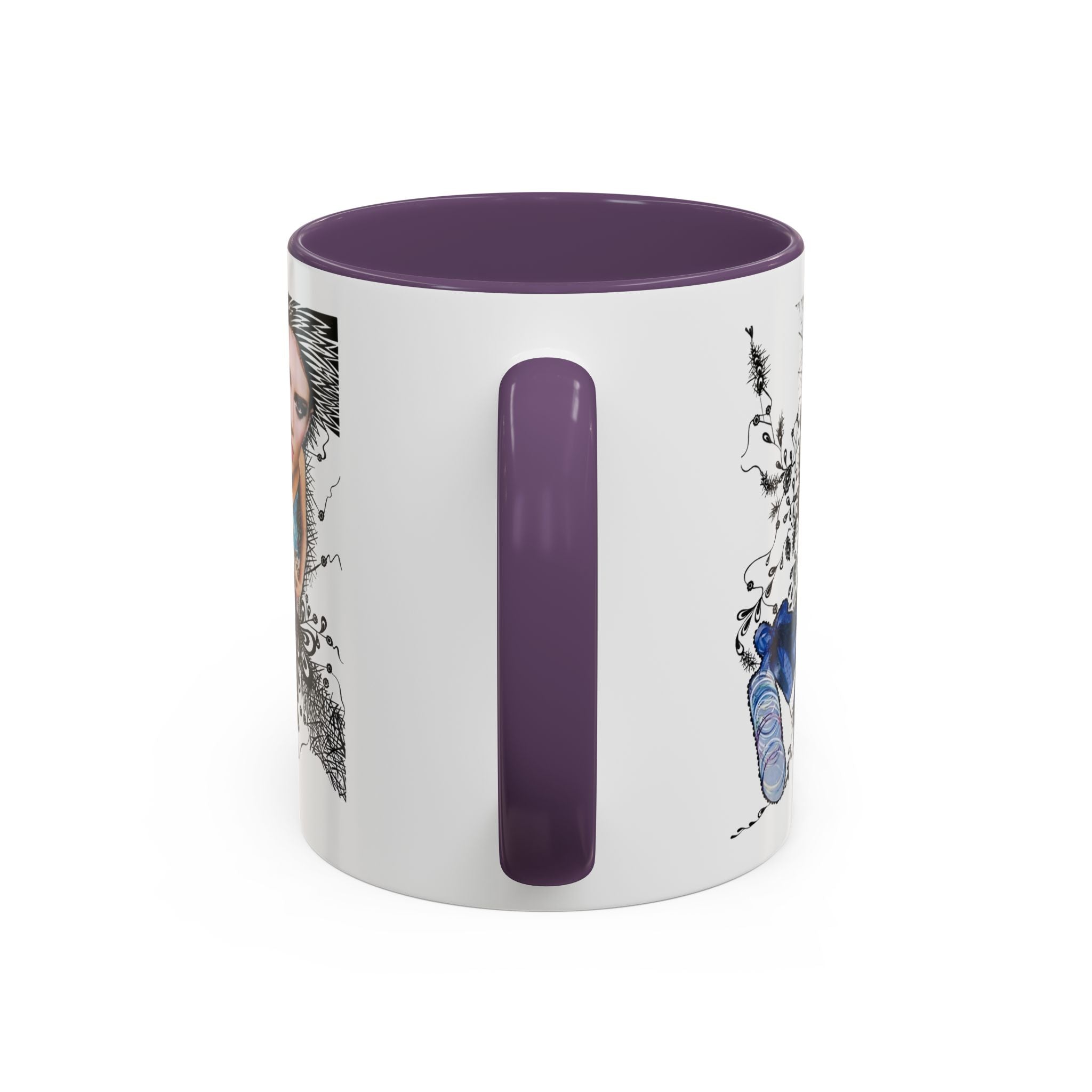 Fashion Illustration Girl Mug | Accent Coffee Mug, Black Handle