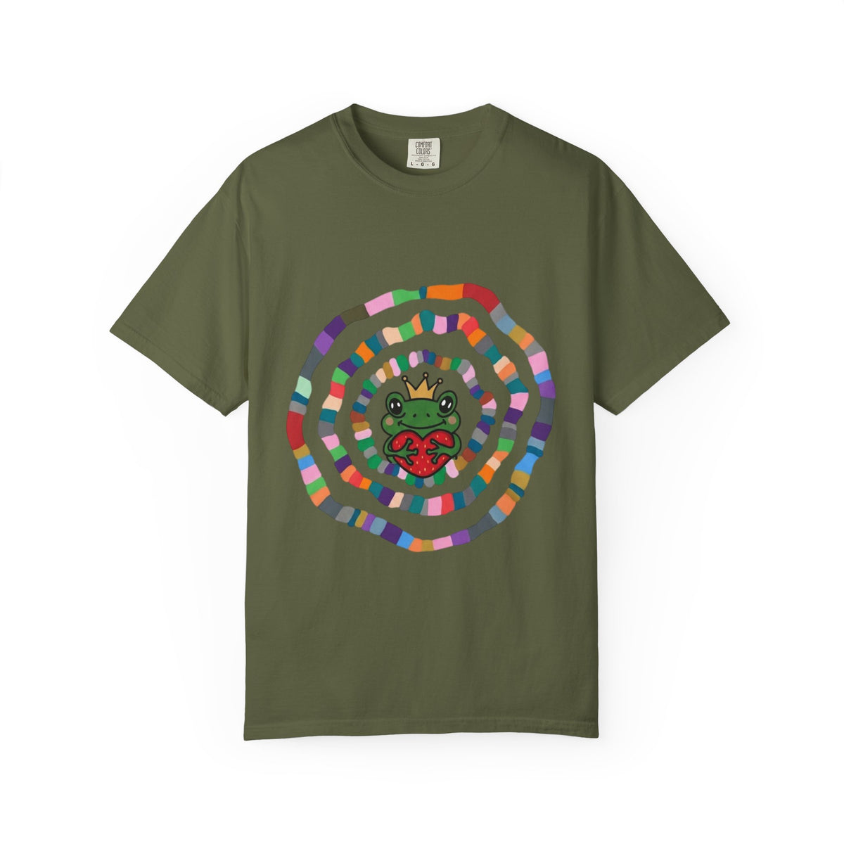 Crowned Frog Heart T-Shirt | Colorful Spiral Doodle