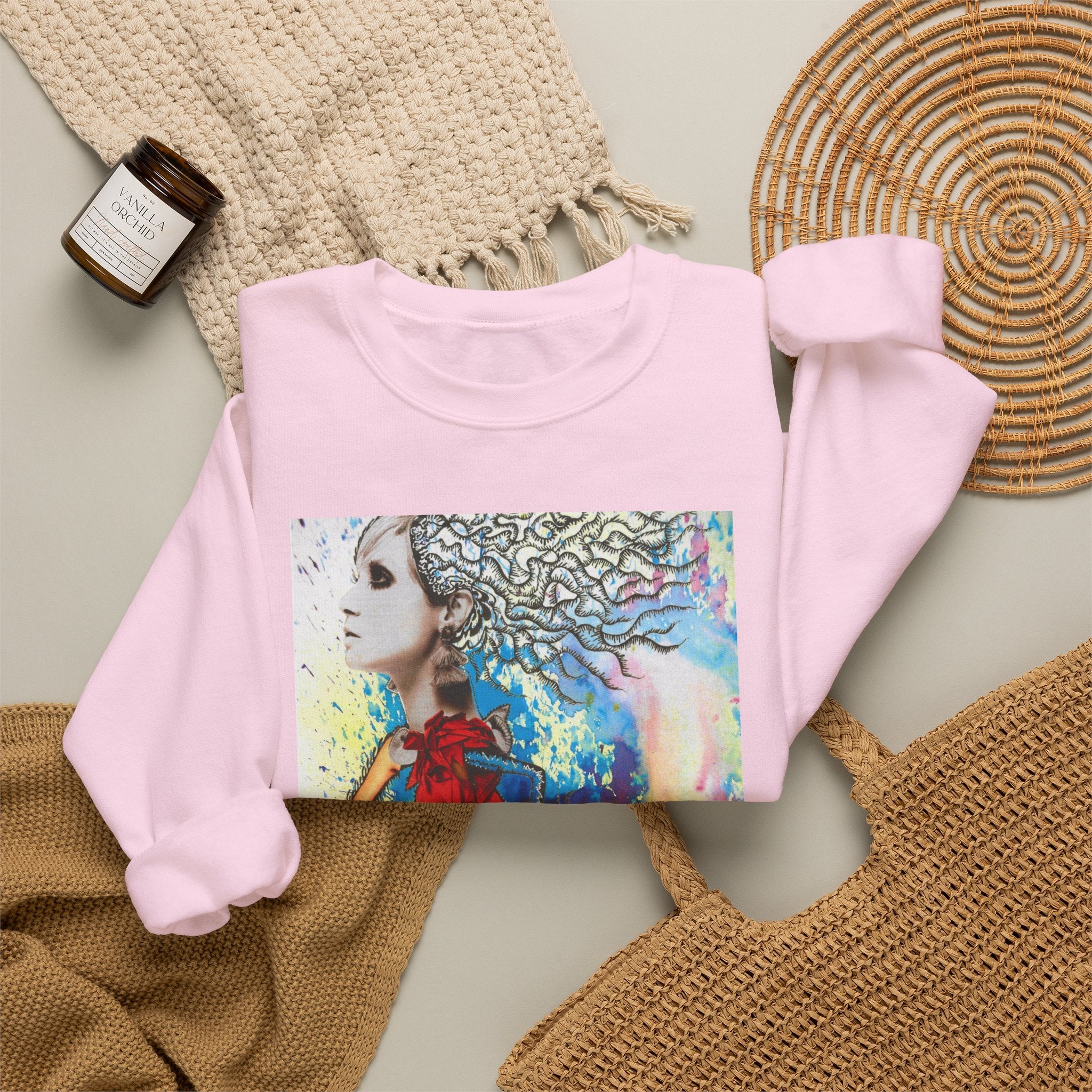 Colorful Abstract Woman Portrait Sweatshirt | Psychedelic Paint Art