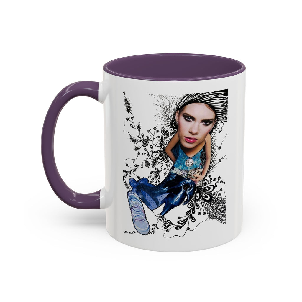 Fashion Illustration Girl Mug | Accent Coffee Mug, Black Handle