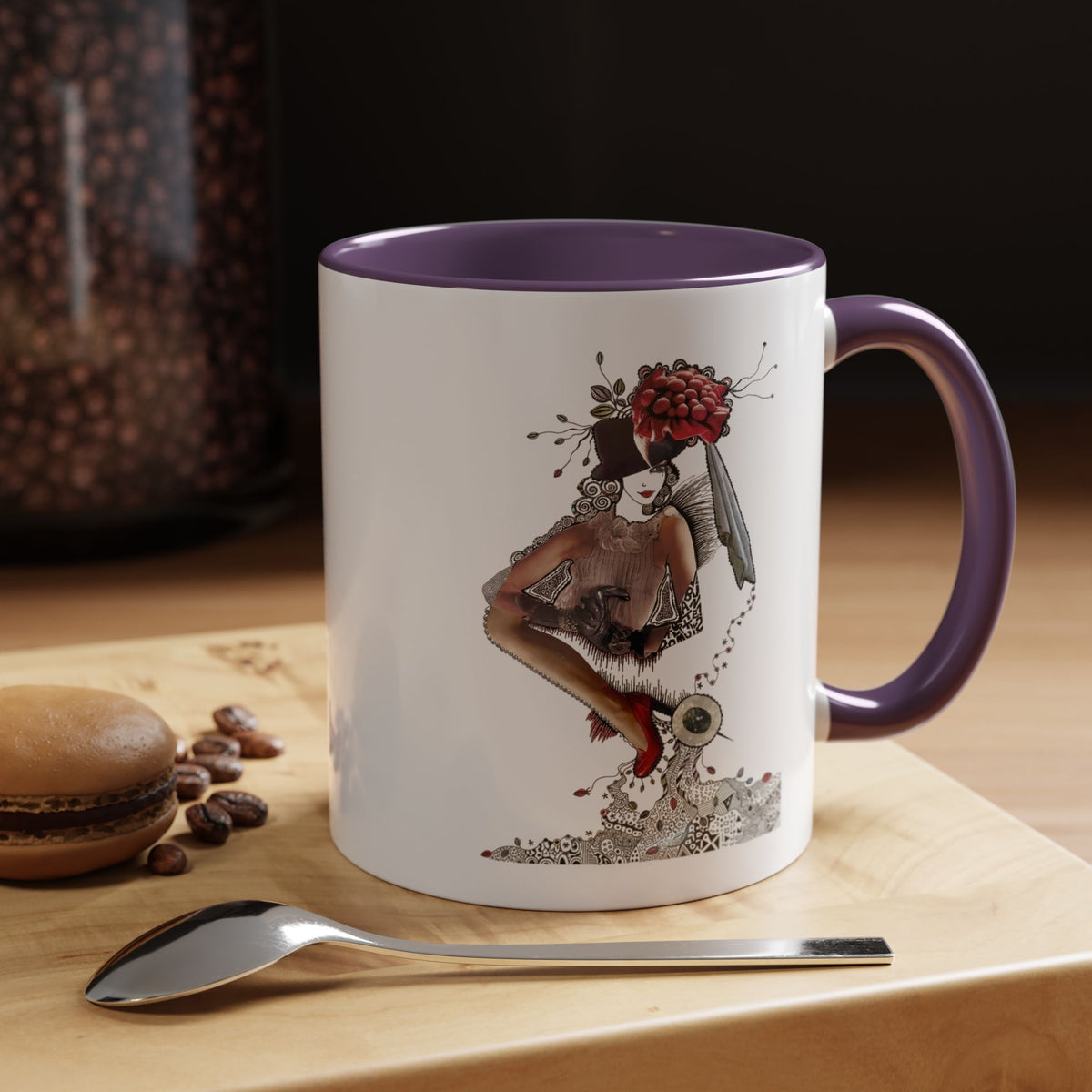 Floral Skull Pinup Mug | Accent Coffee Mug