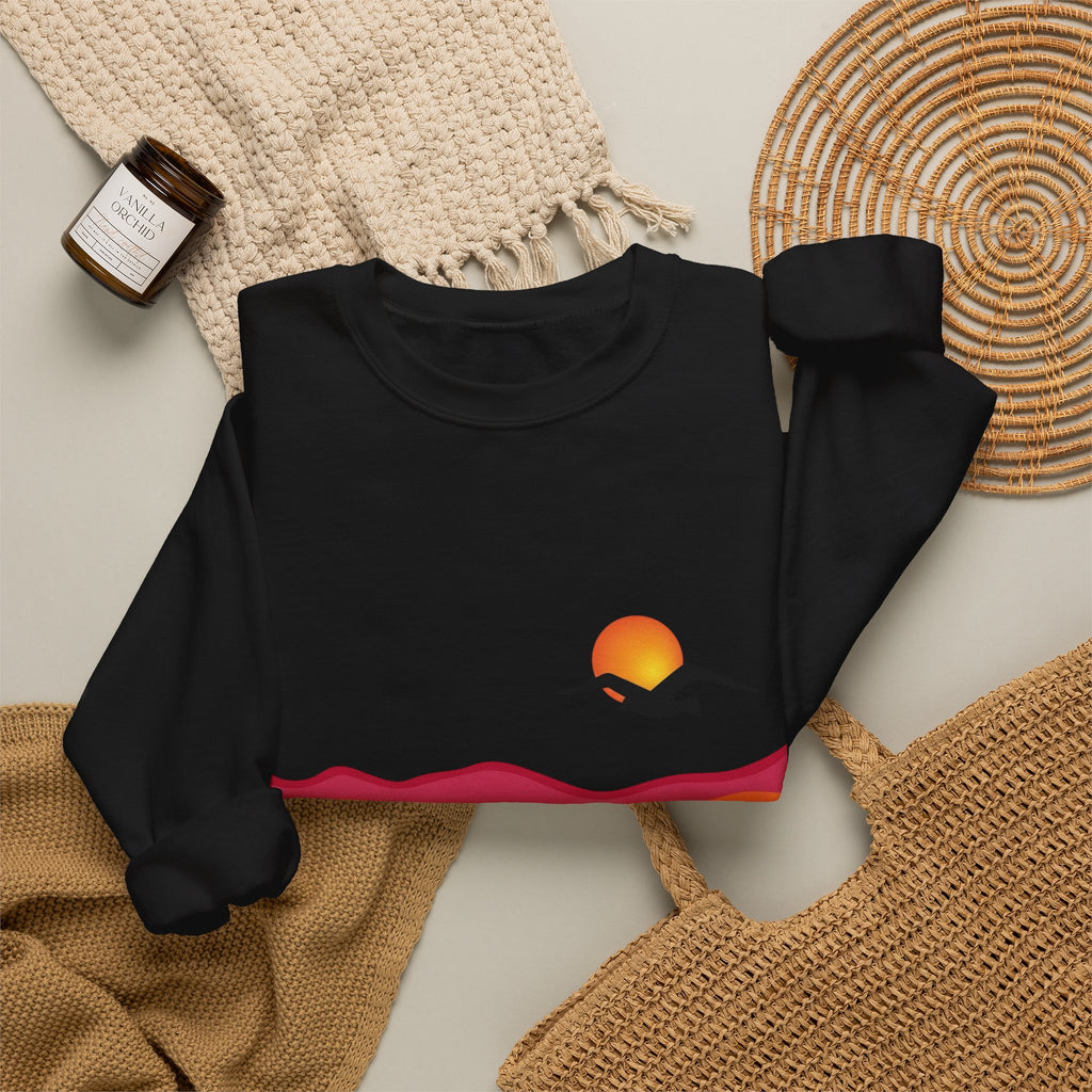 Desert Sunset Landscape Sweatshirt | Sunset Dunes with Road and Bird