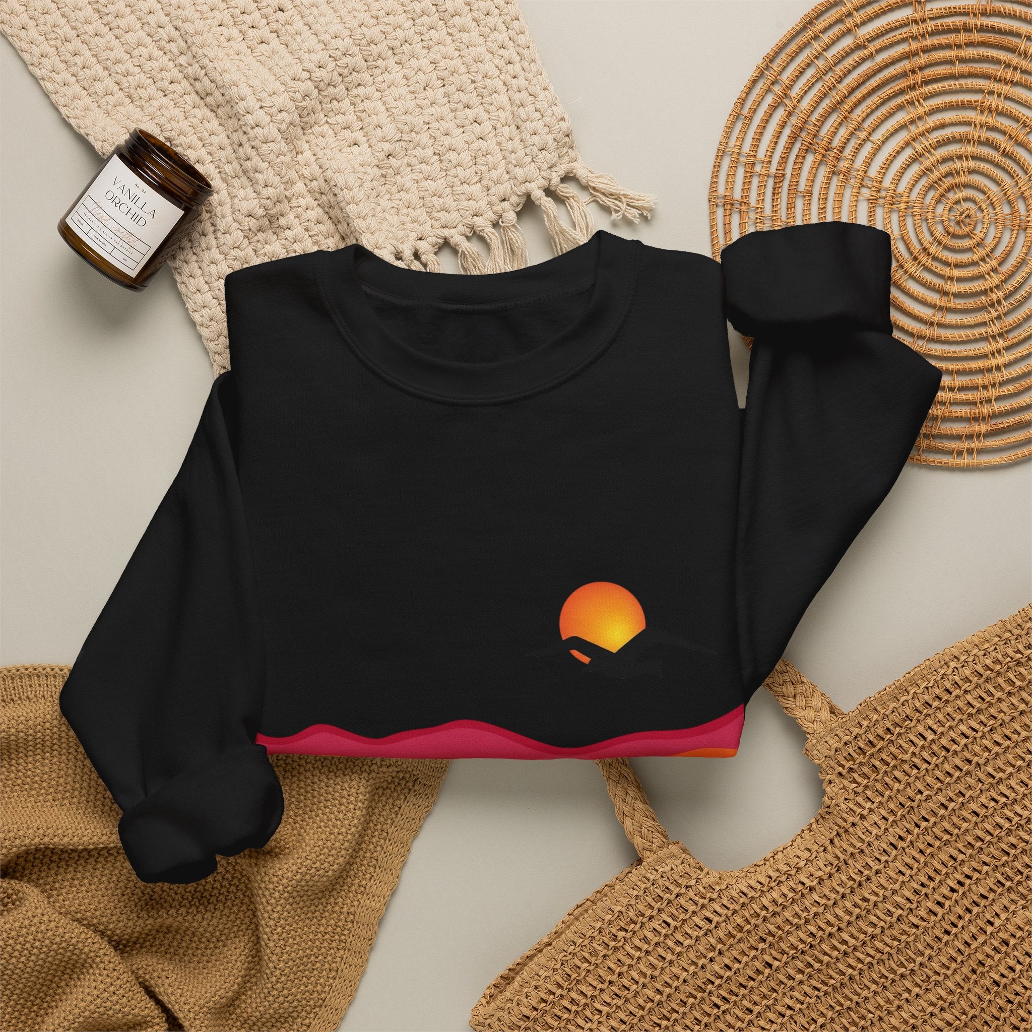 Desert Sunset Landscape Sweatshirt | Sunset Dunes with Road and Bird