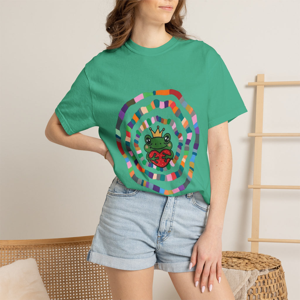 Crowned Frog Heart T-Shirt | Colorful Spiral Doodle