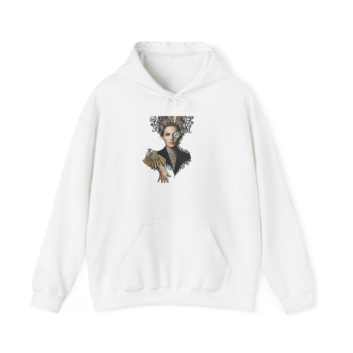 Artistic Portrait Hoodie – Elegant Woman Floral Crown Pullover