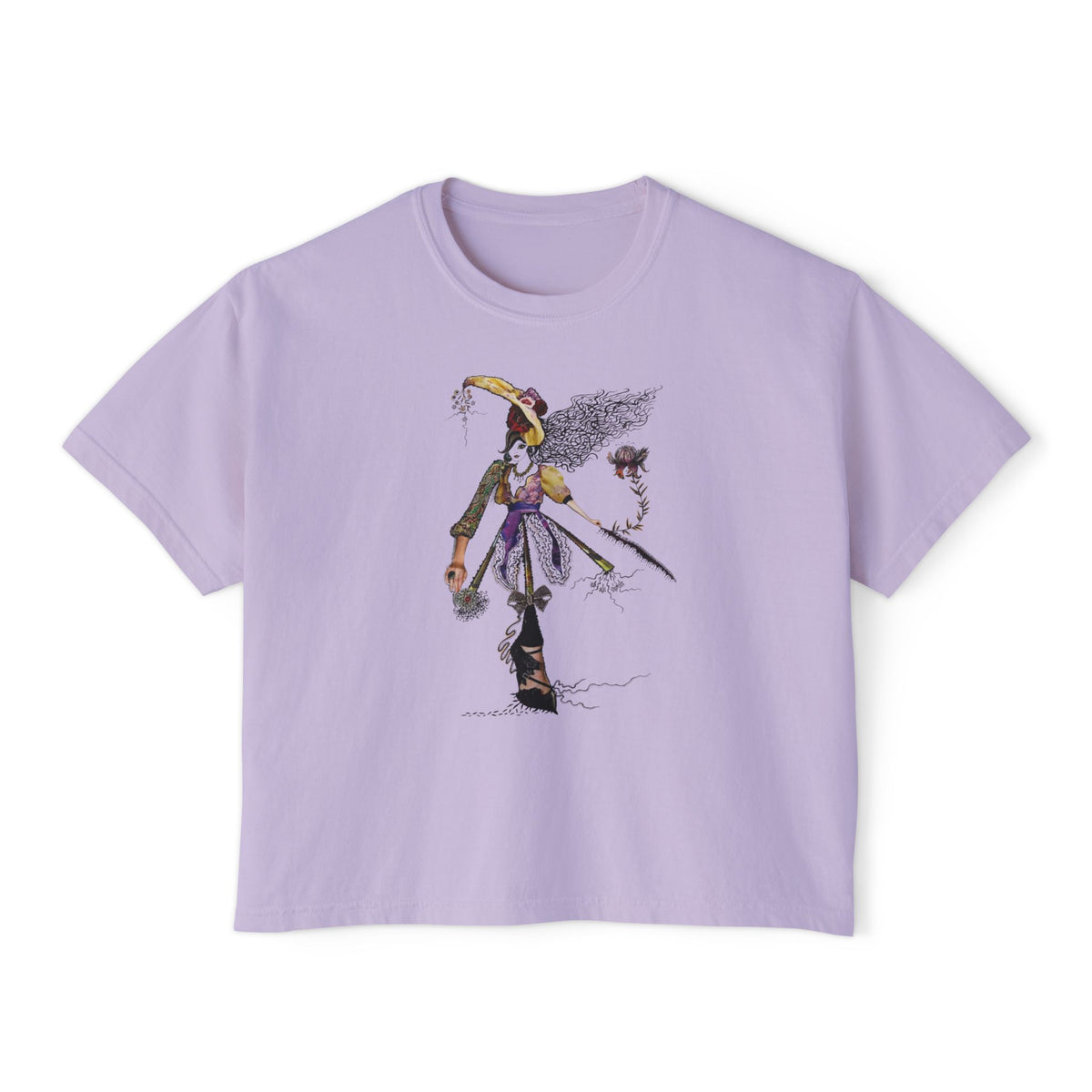 Witchy Girl Illustration Tee | Hand-Drawn Witch, Broom & Raven