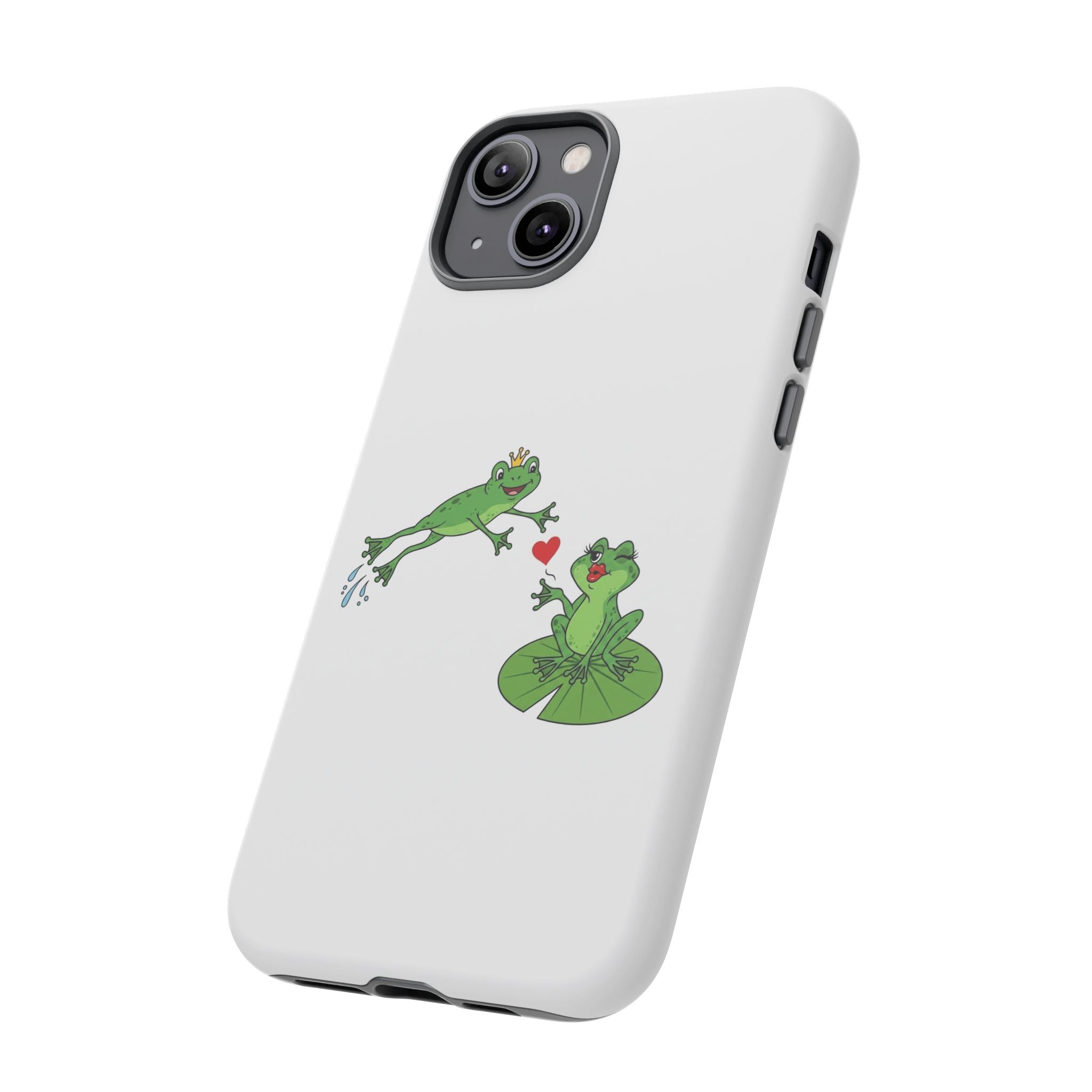 Kissing Frog Illustration Tough Phone Case | Cute Lily Pad Love Design