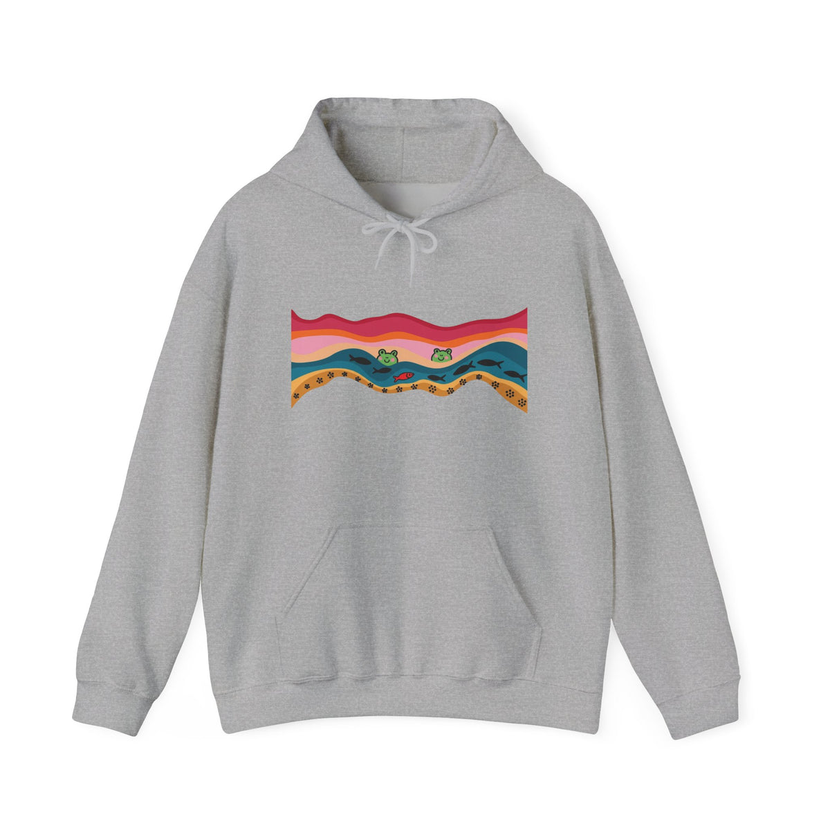 Desert Wave Hoodie — Colorful Sunset Landscape Graphic Sweatshirt