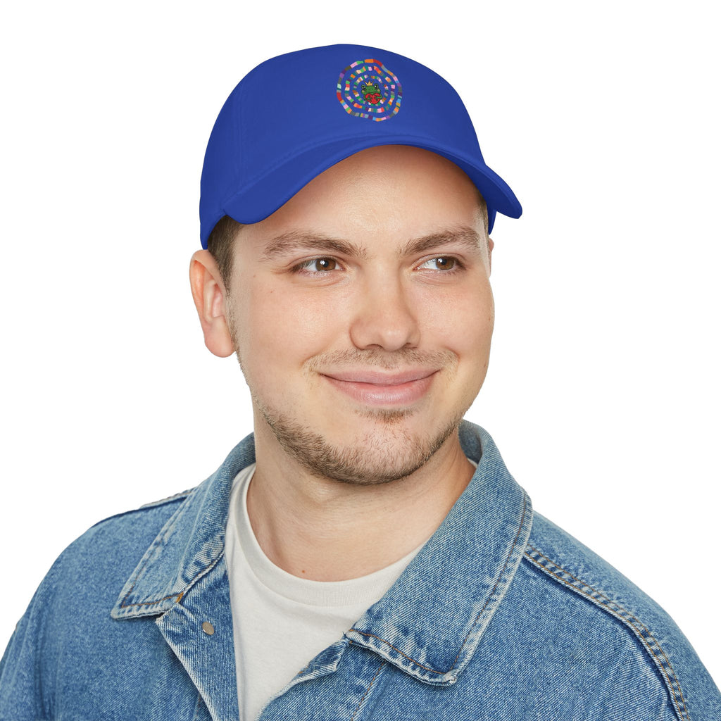 Colorful Spiral Sunflower Cap | Red Low Profile Baseball Cap