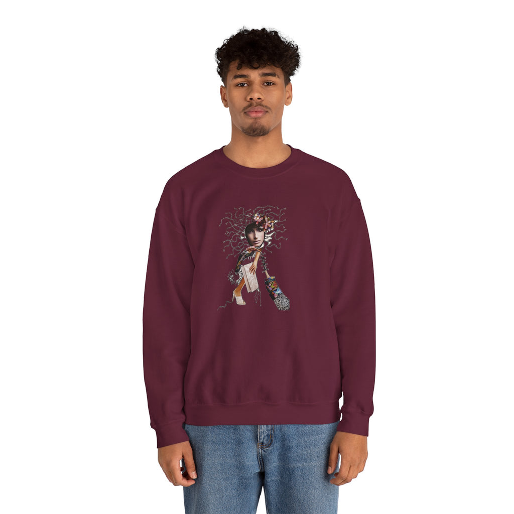 Medusa Goddess Crewneck Sweatshirt — Mythic Floral Medusa Design