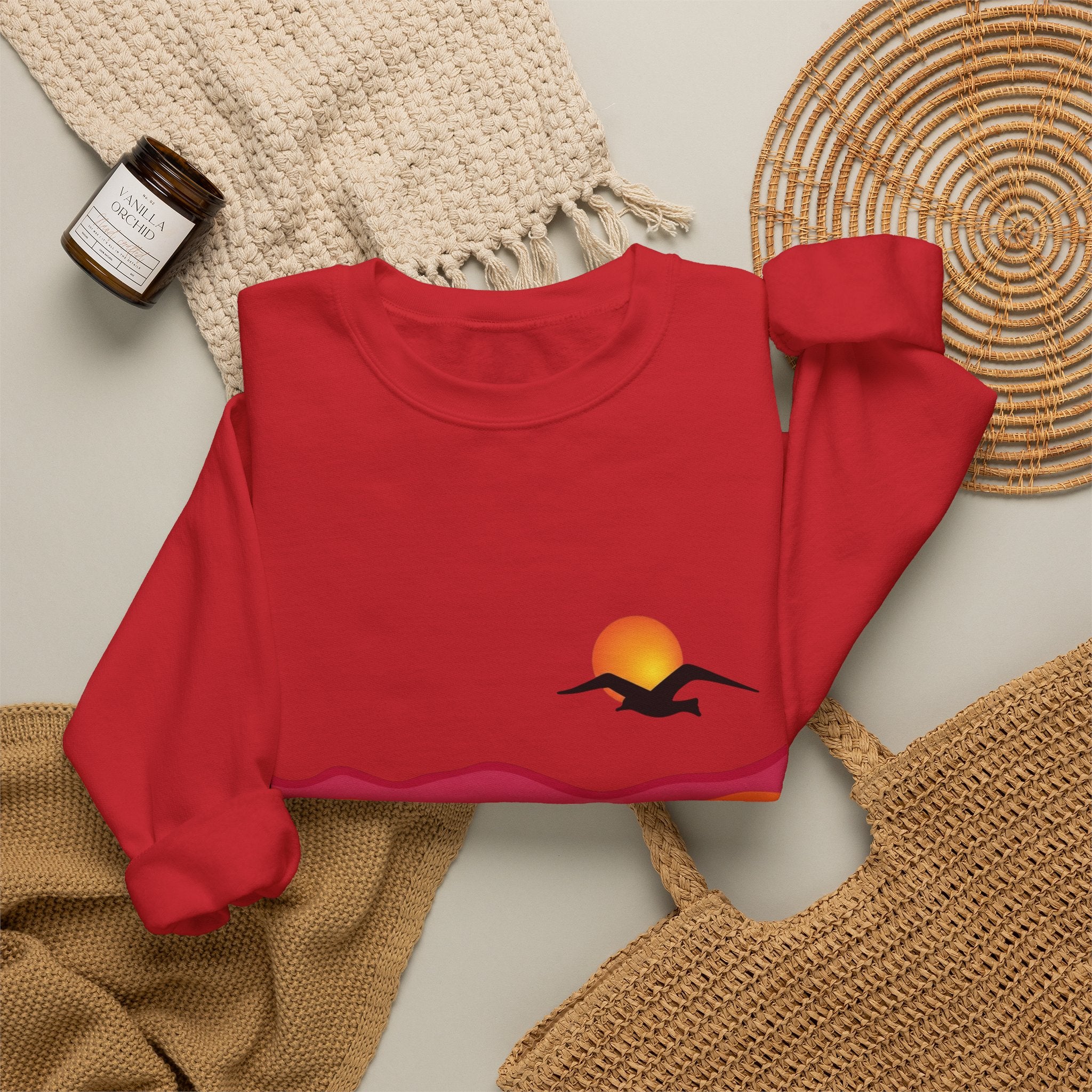 Desert Sunset Landscape Sweatshirt | Sunset Dunes with Road and Bird