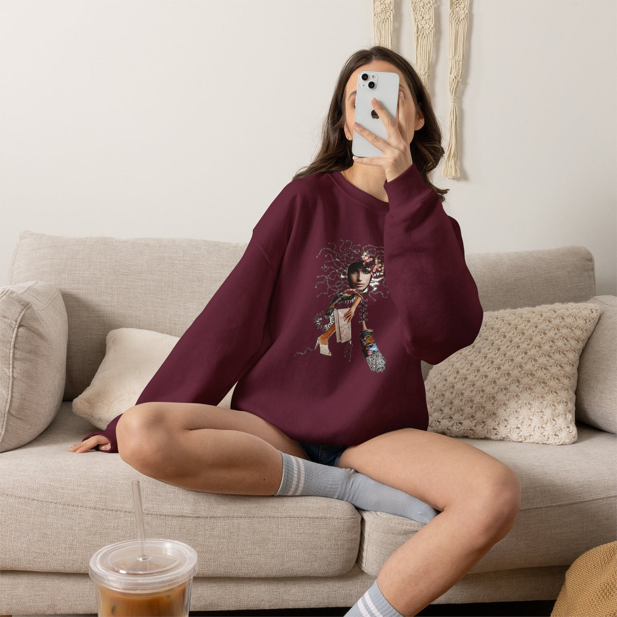 Medusa Goddess Crewneck Sweatshirt — Mythic Floral Medusa Design