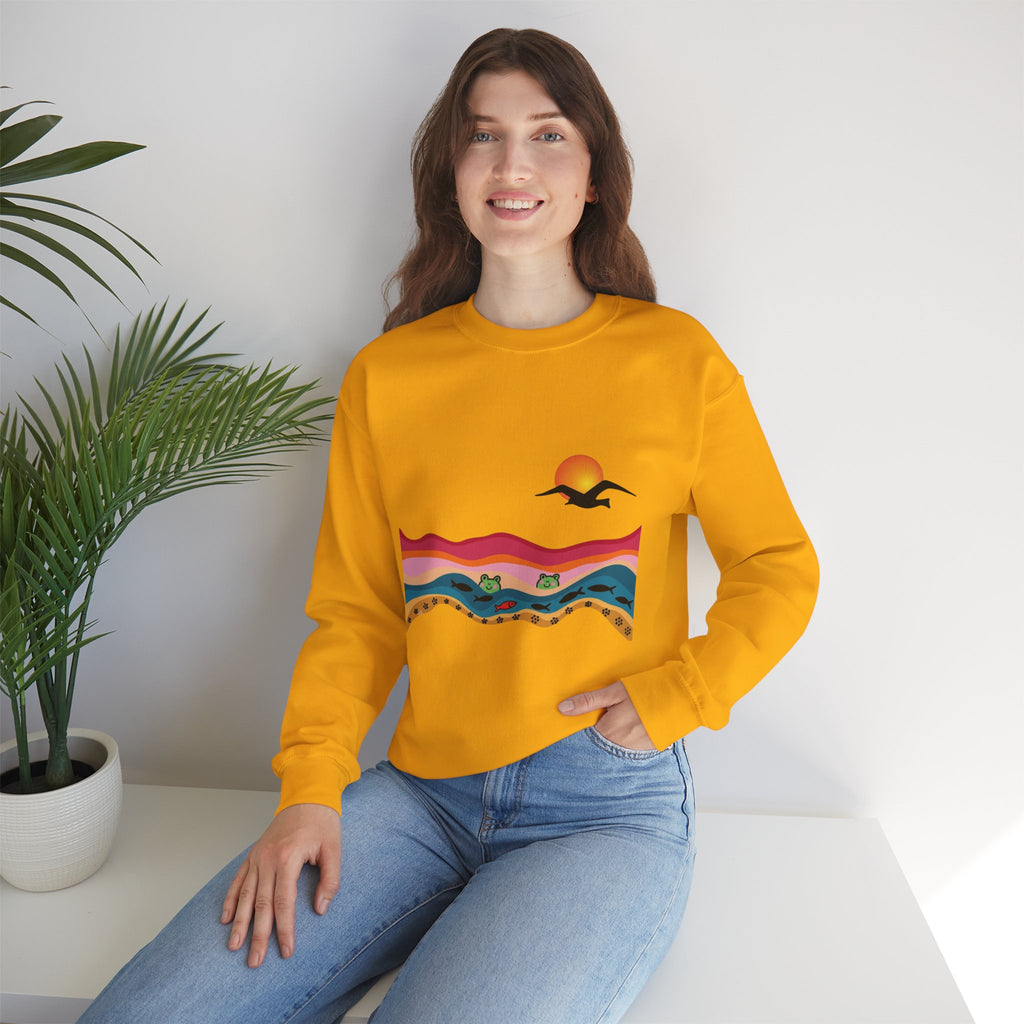 Desert Sunset Landscape Sweatshirt | Sunset Dunes with Road and Bird