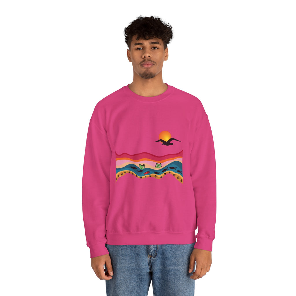 Desert Sunset Landscape Sweatshirt | Sunset Dunes with Road and Bird