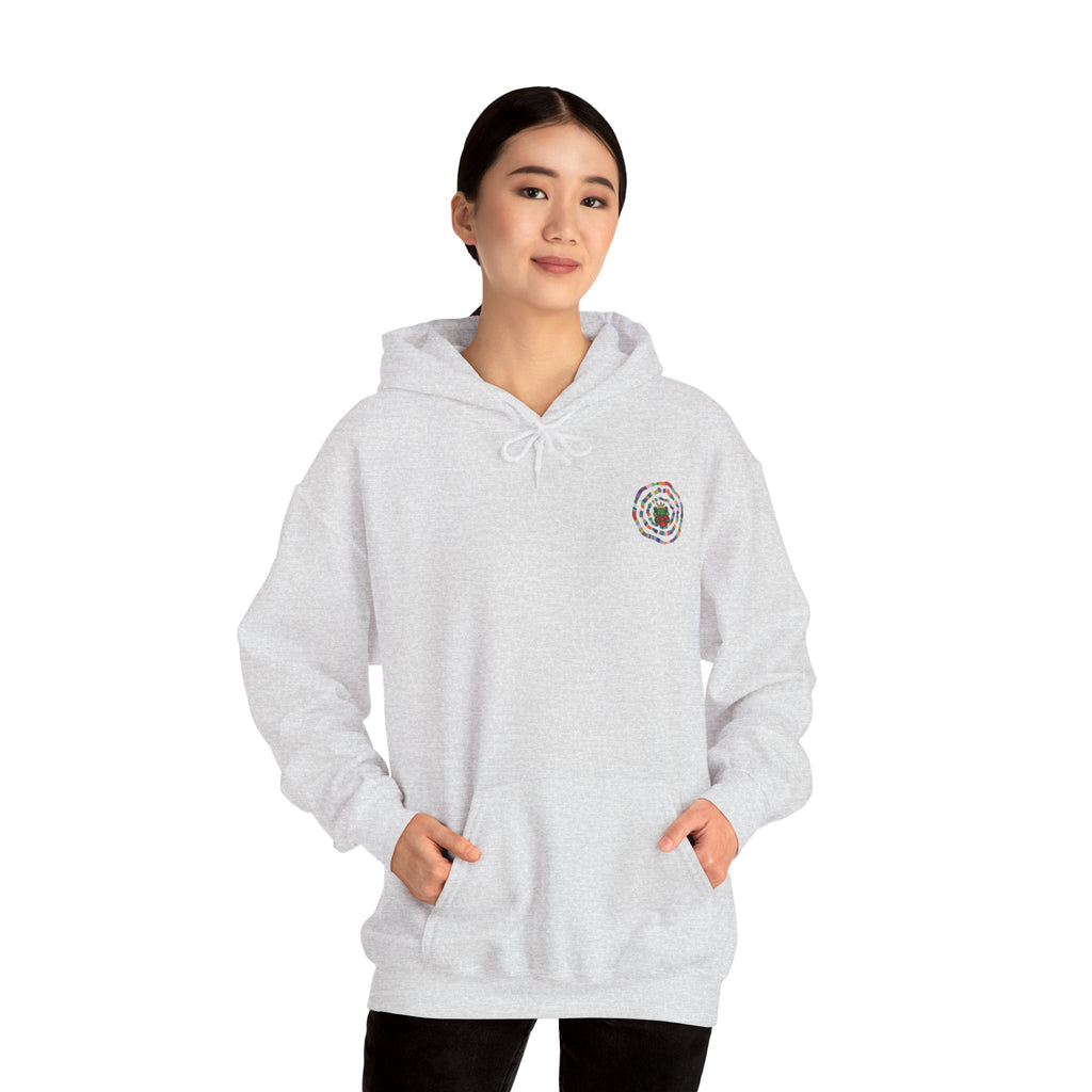 Floral Mandala Logo Hoodie | Small Chest Emblem Sweatshirt