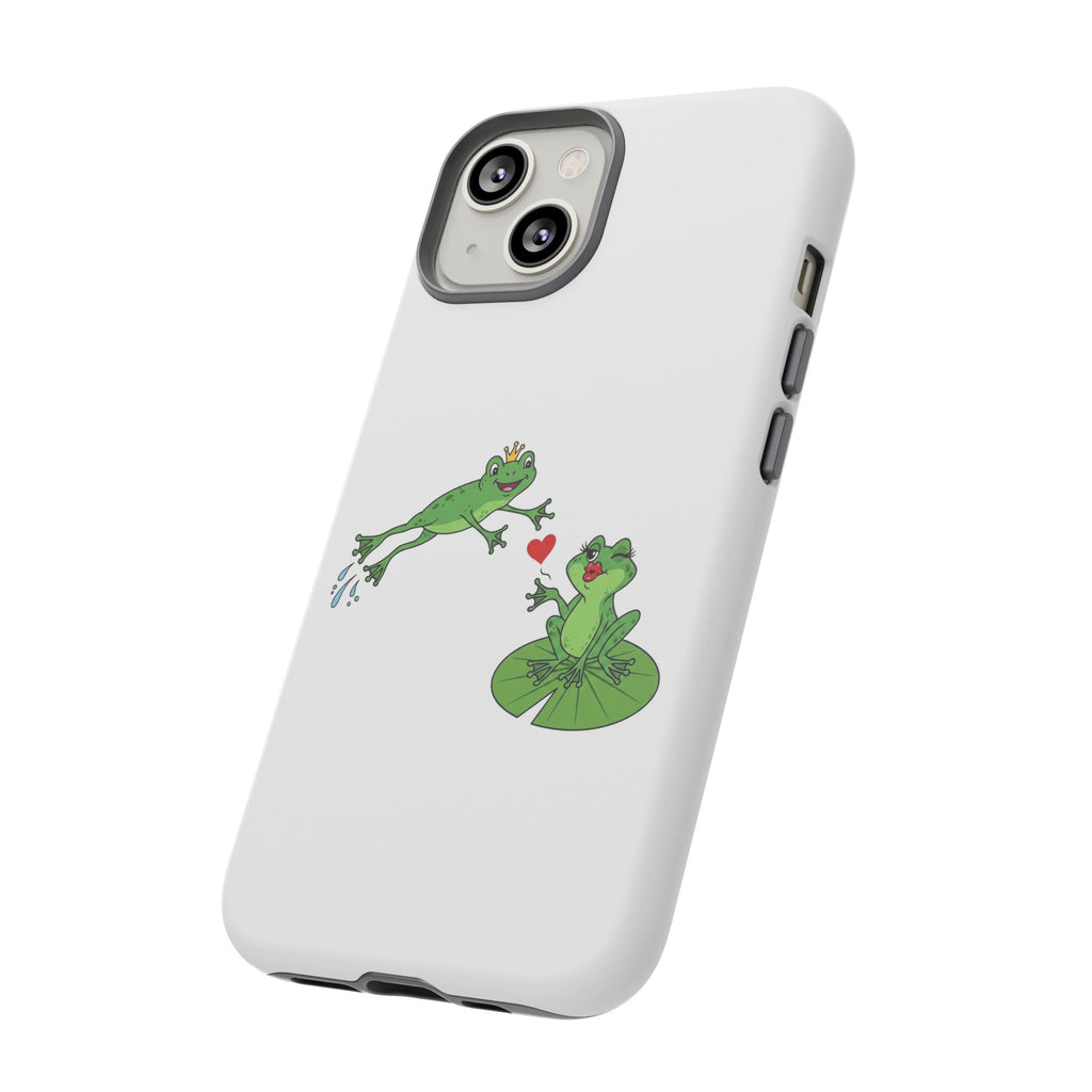 Kissing Frog Illustration Tough Phone Case | Cute Lily Pad Love Design