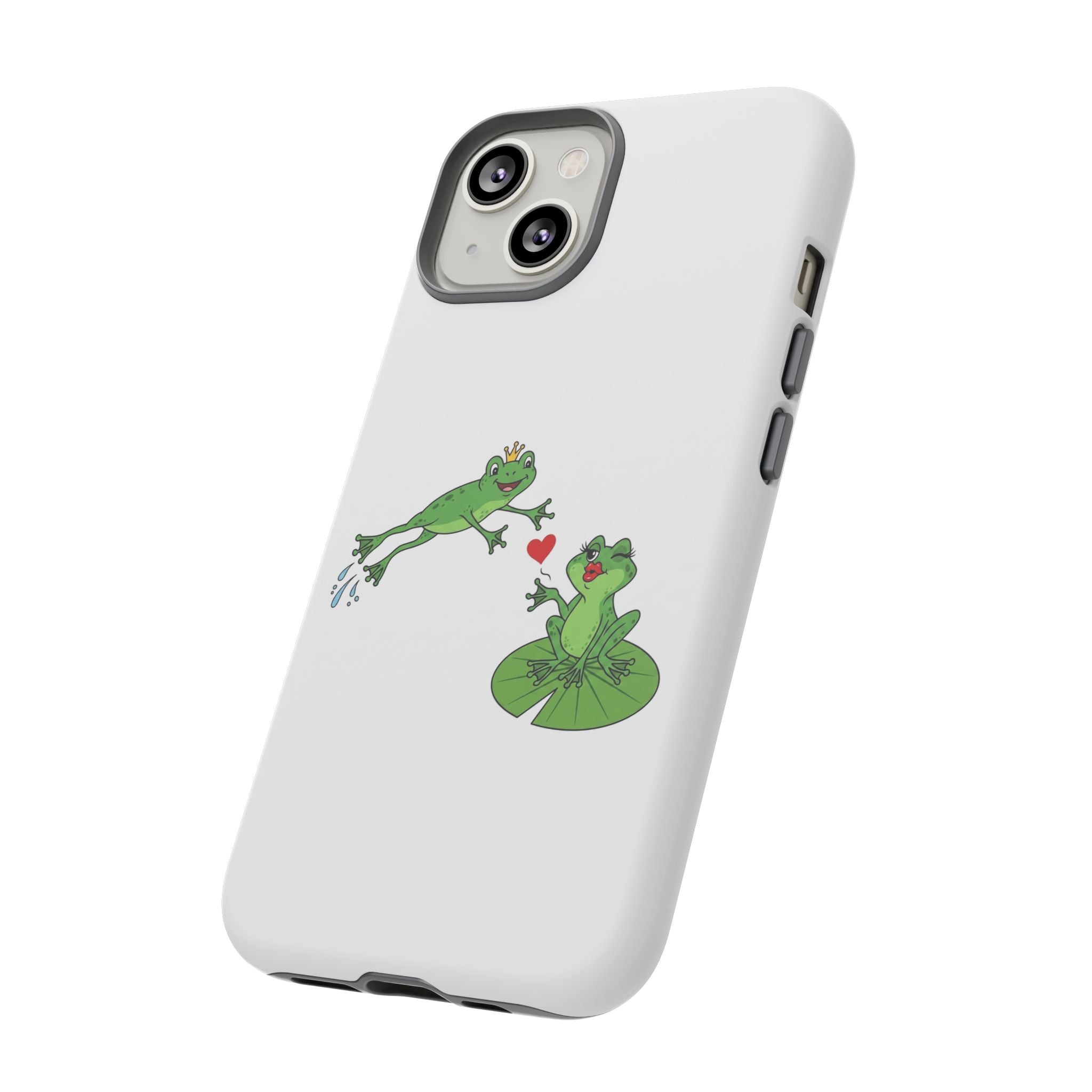 Kissing Frog Illustration Tough Phone Case | Cute Lily Pad Love Design
