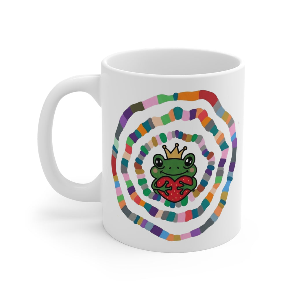 Crowned Frog Heart, Mug | Colorful Spiral Doodle