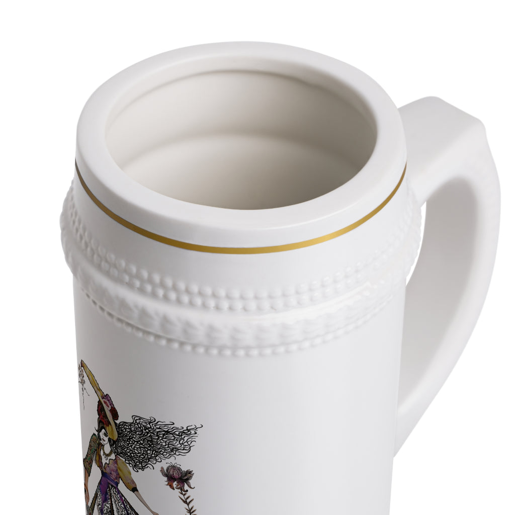 Victorian Pirate Illustration Beer Stein Mug | Ceramic German-Style Stein
