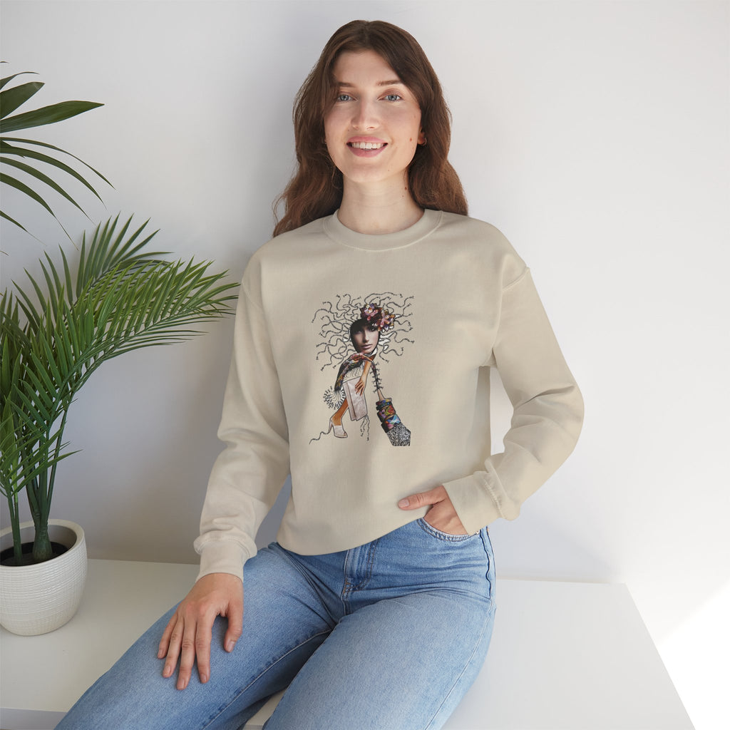 Medusa Goddess Crewneck Sweatshirt — Mythic Floral Medusa Design