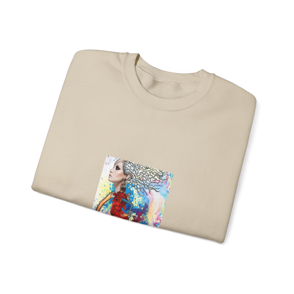 Crewneck Sweatshirt — Colorful Watercolor Portrait Art Print