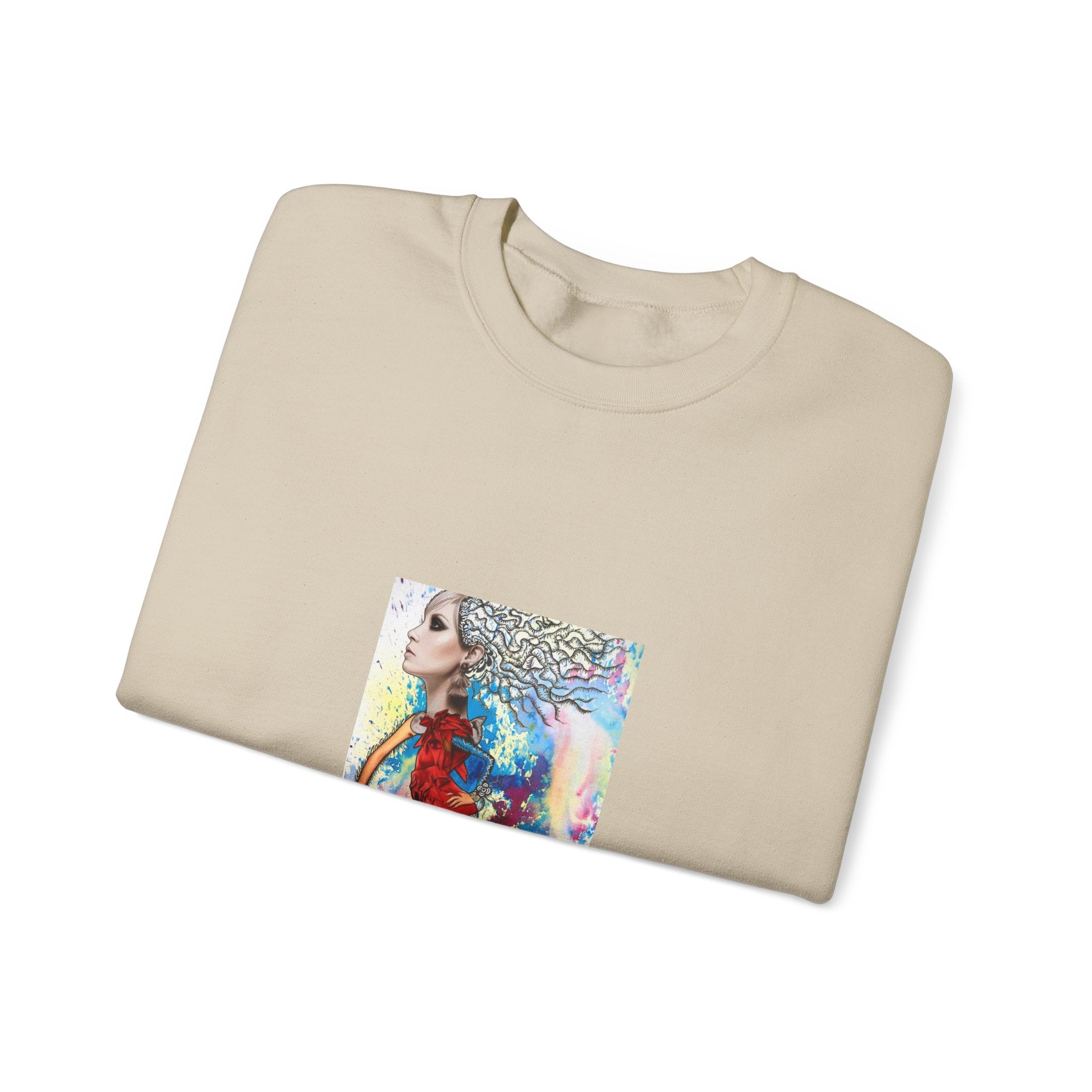 Crewneck Sweatshirt — Colorful Watercolor Portrait Art Print