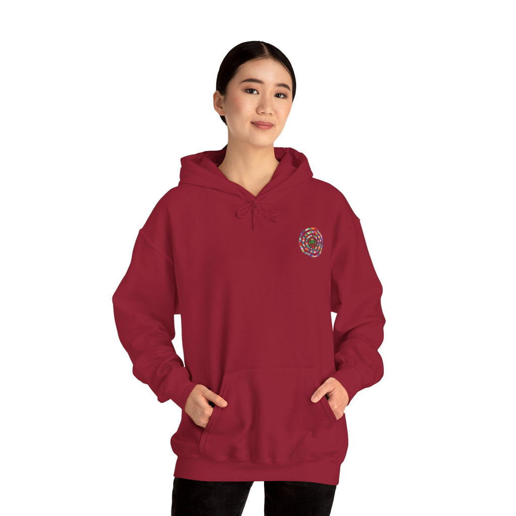 Floral Mandala Logo Hoodie | Small Chest Emblem Sweatshirt