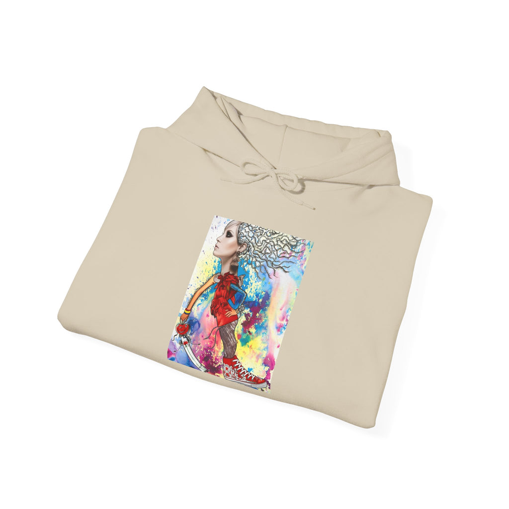Colorful Mermaid Art Hoodie — Vibrant Watercolor Seahorse & Mermaid Graphic