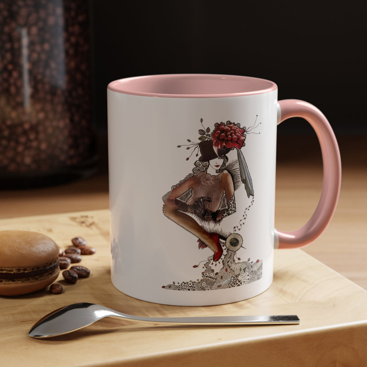 Floral Skull Pinup Mug | Accent Coffee Mug