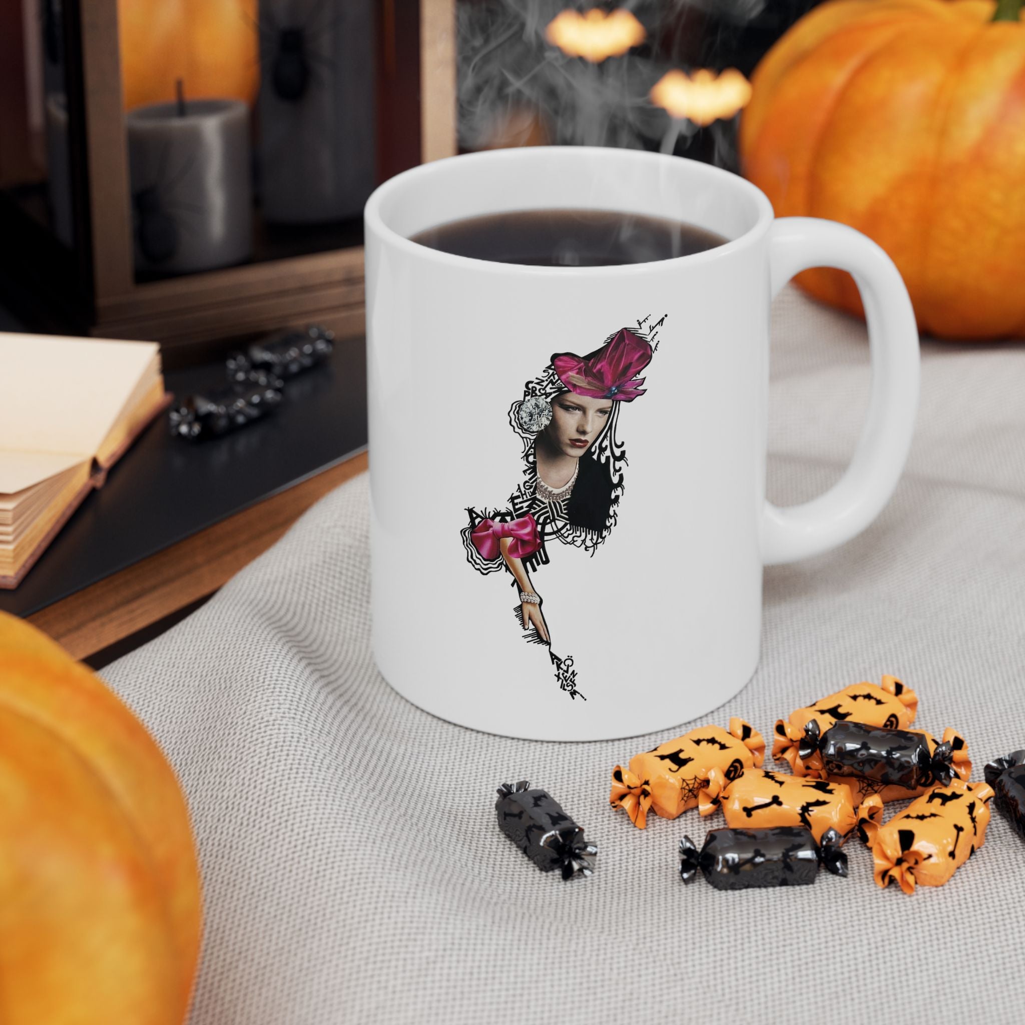Rose Skeleton Illustration Mug | Floral Bone Anatomy Ceramic Mug