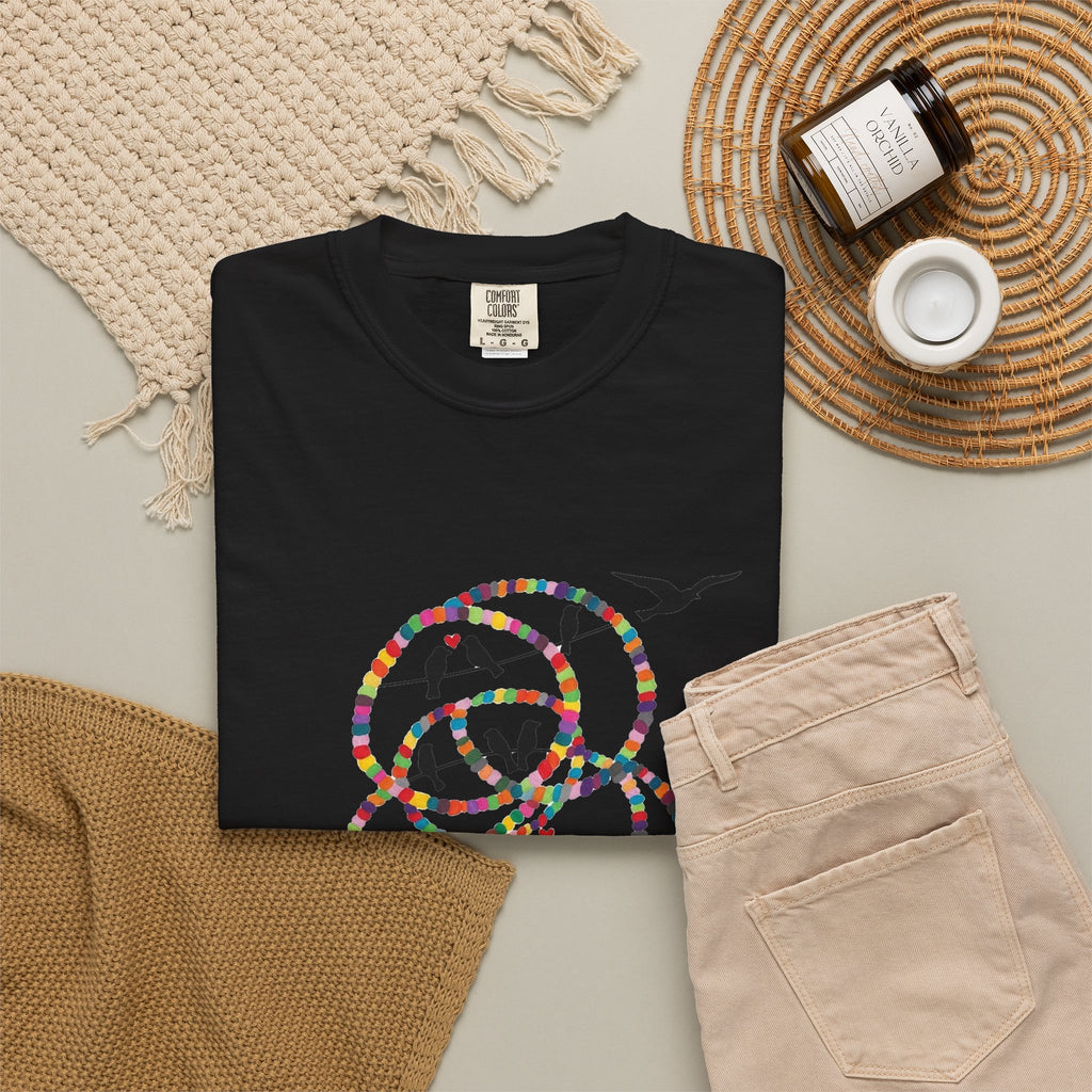 Bird Flight Graphic T-Shirt — Colorful Ring Silhouette Tee
