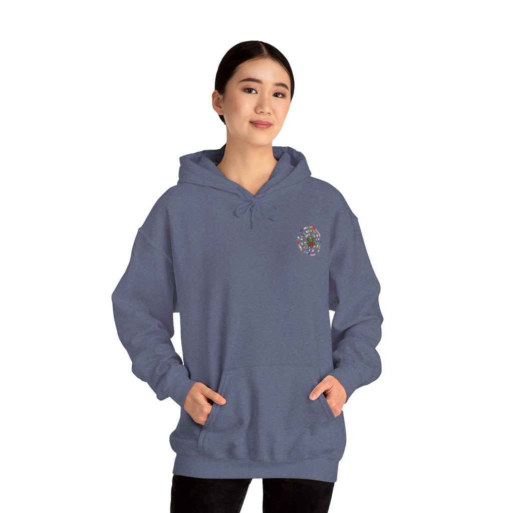 Floral Mandala Logo Hoodie | Small Chest Emblem Sweatshirt