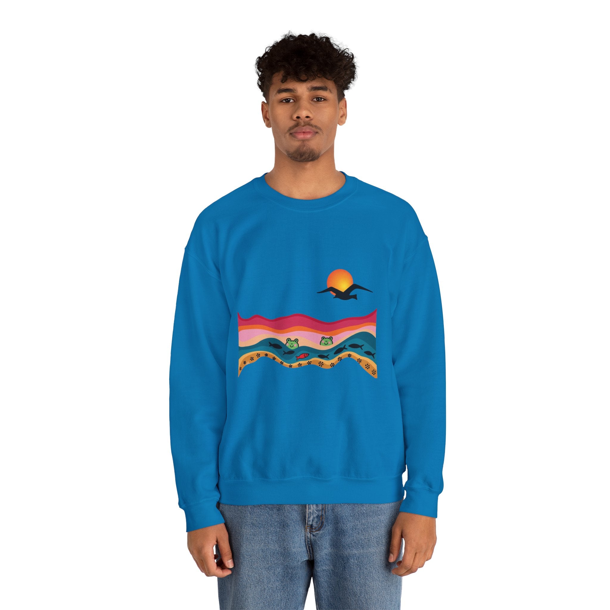 Desert Sunset Landscape Sweatshirt | Sunset Dunes with Road and Bird