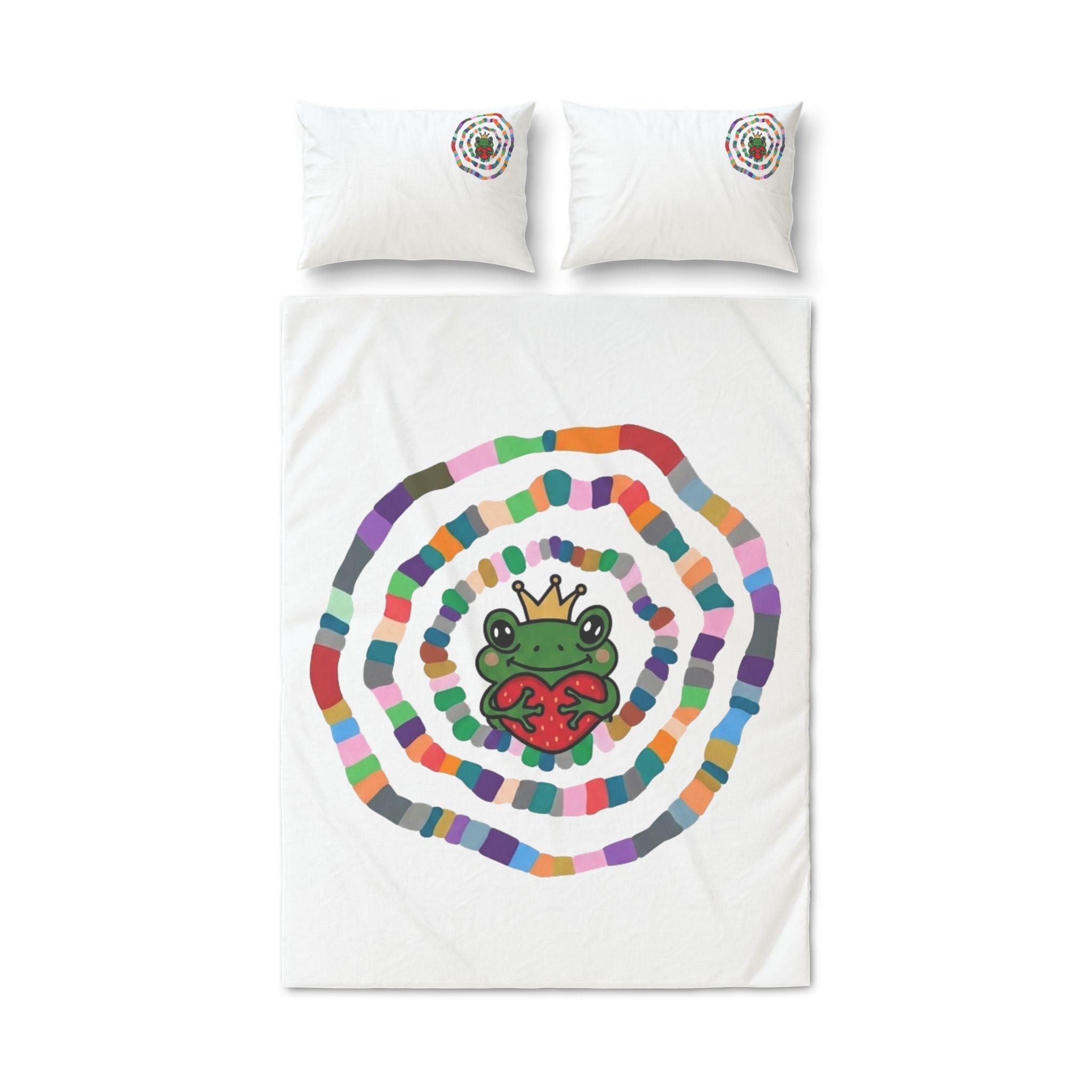 Crowned Frog Heart Duvet Cover