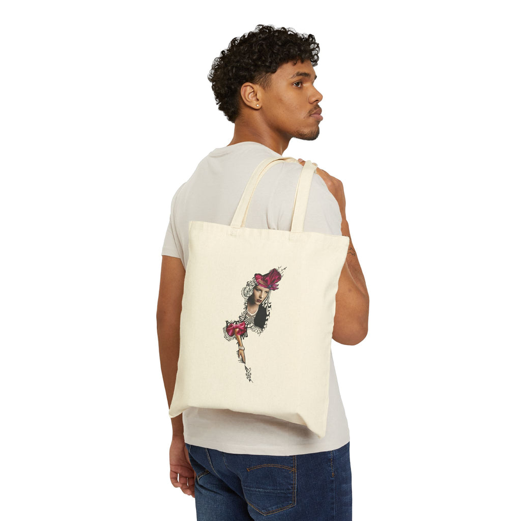 Vintage Floral Portrait Canvas Tote Bag