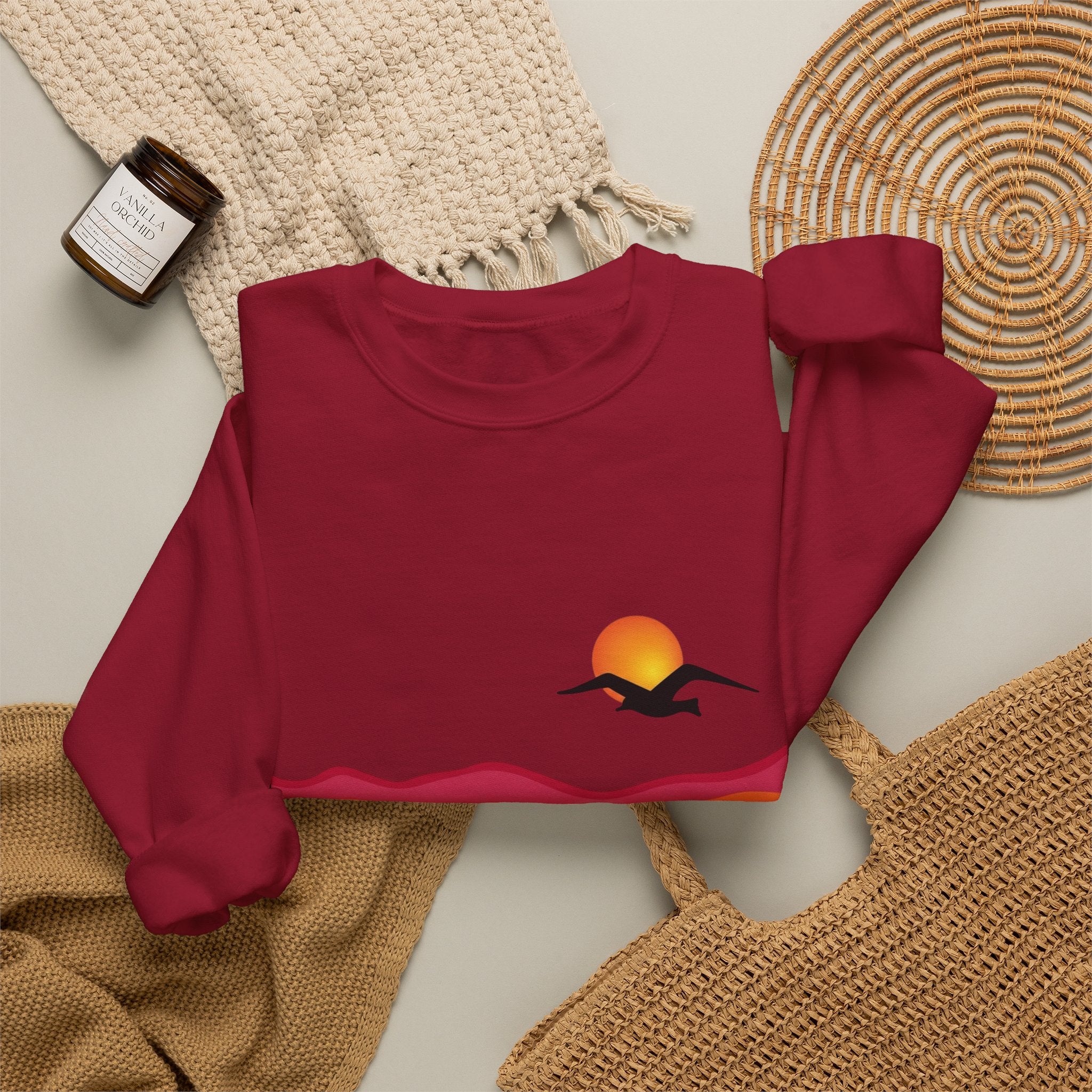 Desert Sunset Landscape Sweatshirt | Sunset Dunes with Road and Bird