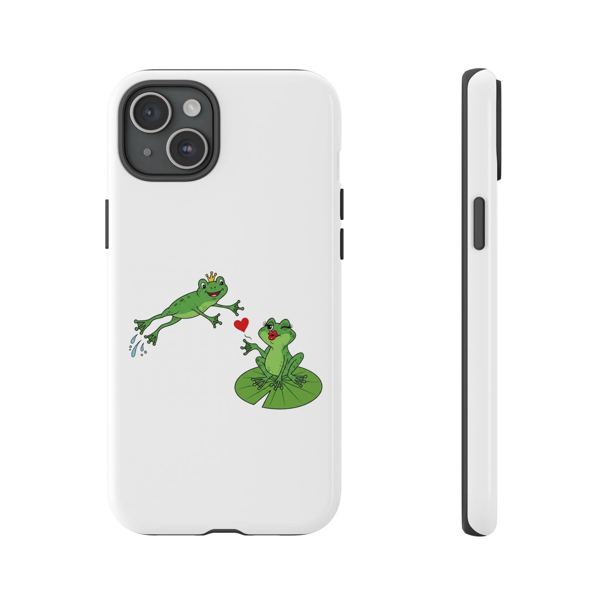 Kissing Frog Illustration Tough Phone Case | Cute Lily Pad Love Design