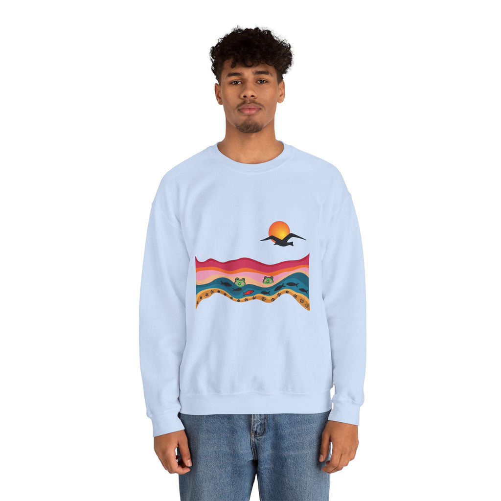 Desert Sunset Landscape Sweatshirt | Sunset Dunes with Road and Bird