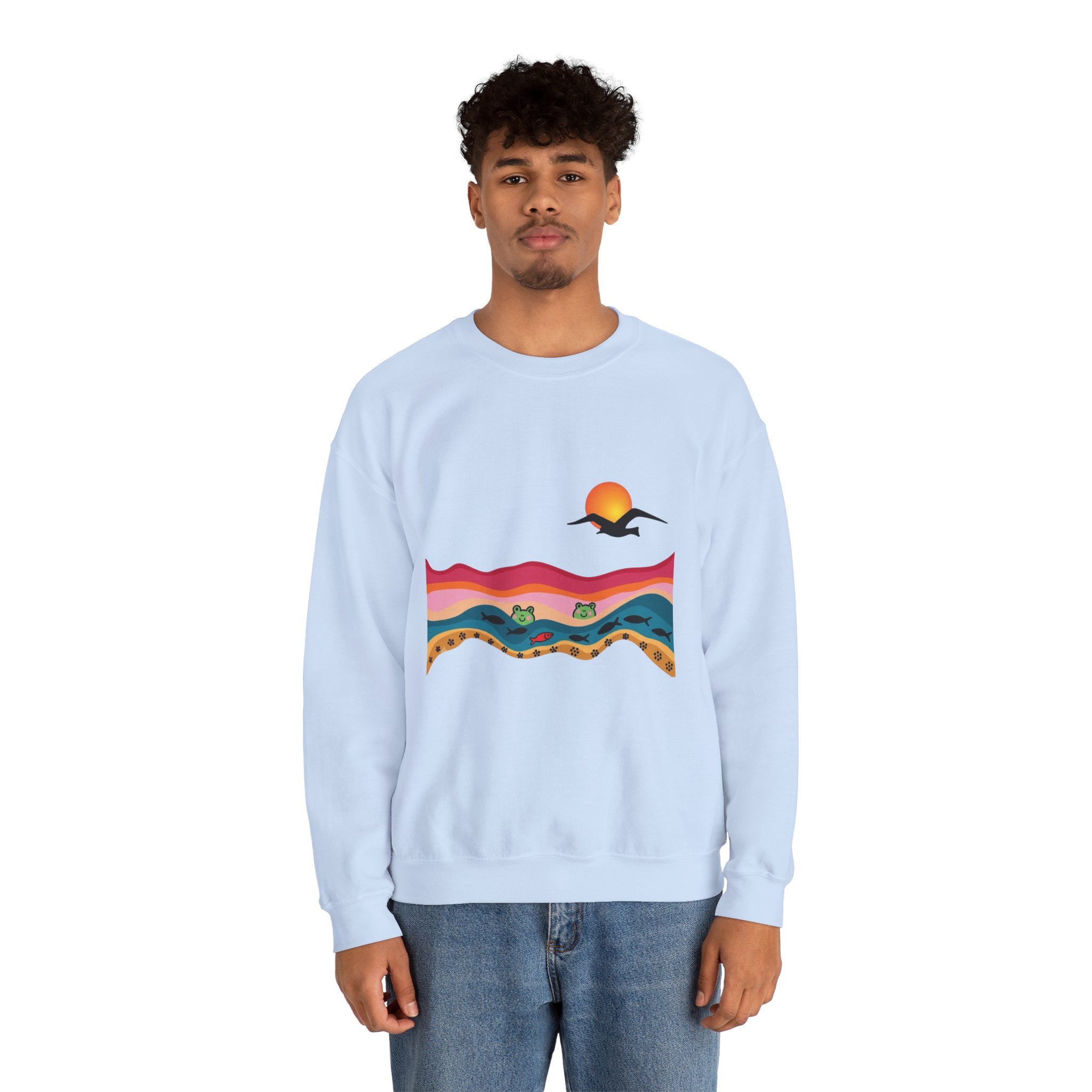 Desert Sunset Landscape Sweatshirt | Sunset Dunes with Road and Bird