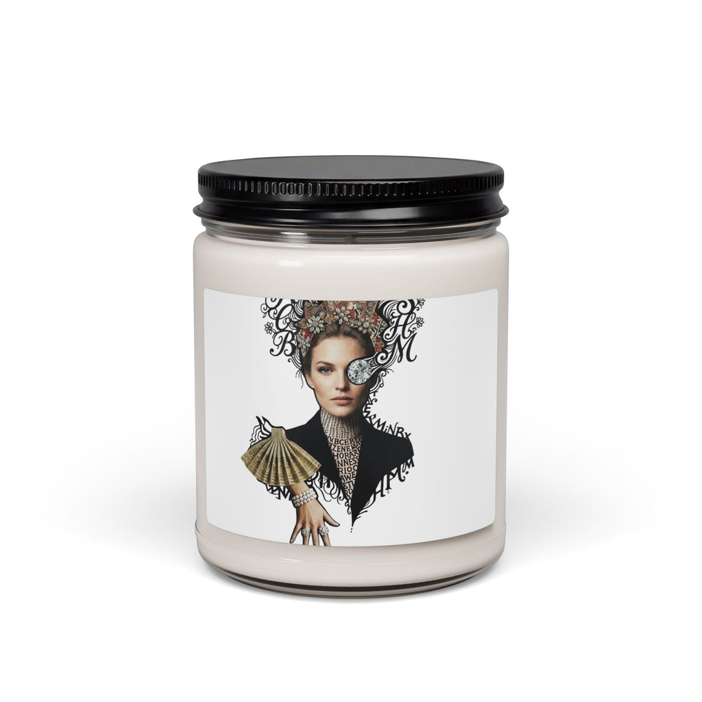Art Portrait Soy Candle — 9oz Scented Jar Candle with Victorian Femme Illustration