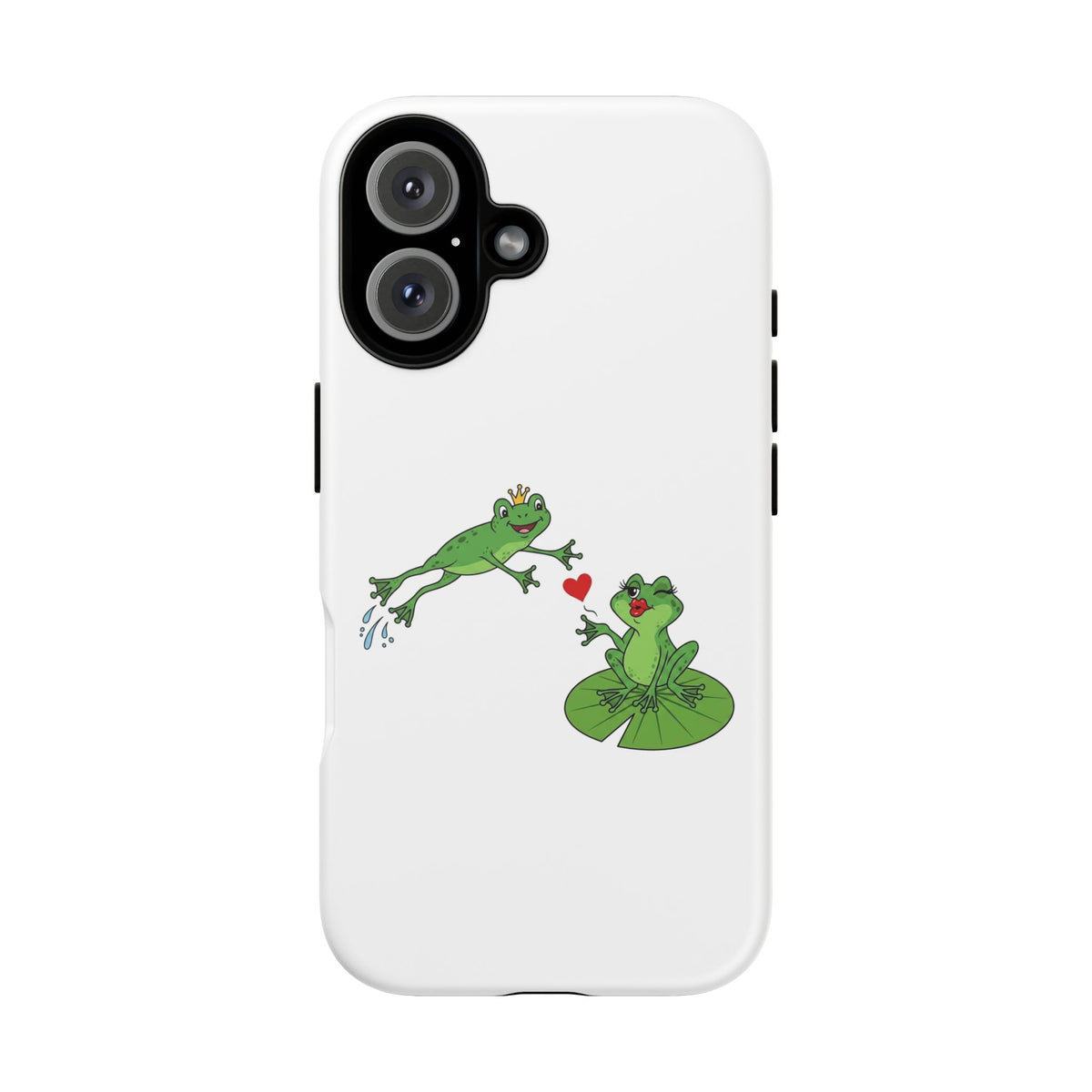 Kissing Frog Illustration Tough Phone Case | Cute Lily Pad Love Design