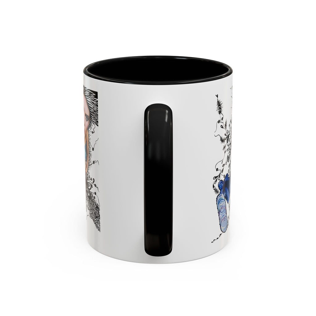 Fashion Illustration Girl Mug | Accent Coffee Mug, Black Handle
