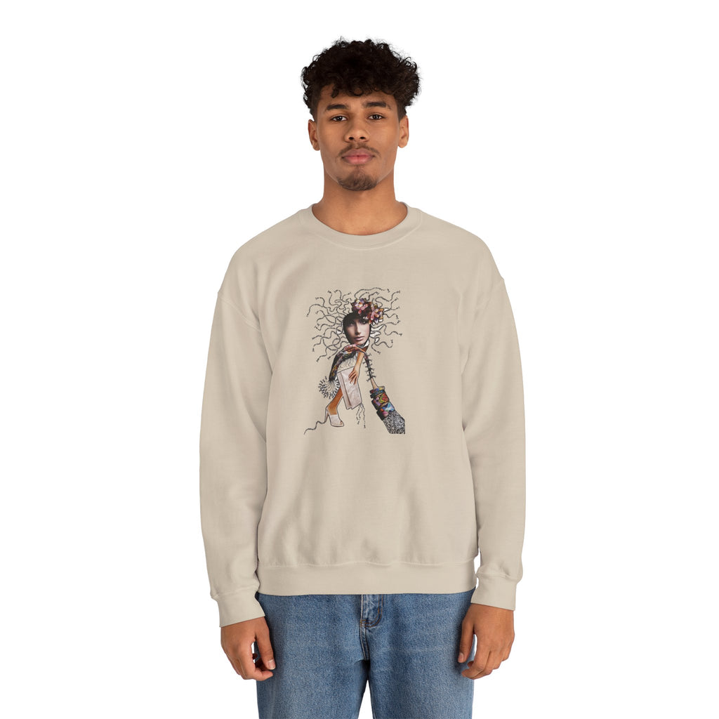Medusa Goddess Crewneck Sweatshirt — Mythic Floral Medusa Design