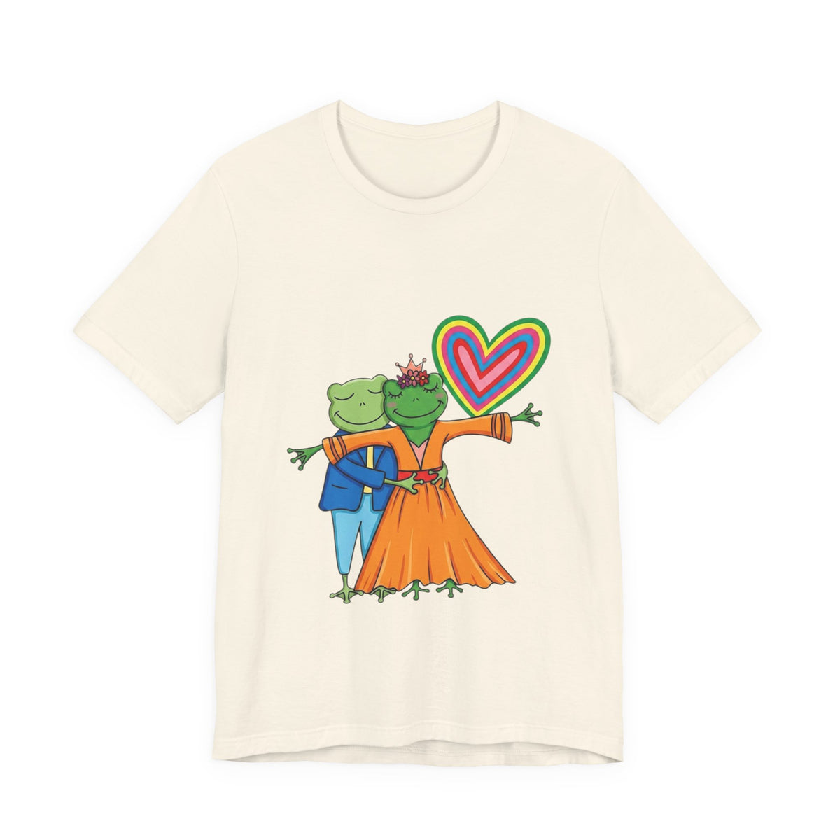 Frog Prince & Princess Couple Tee — Rainbow Heart Love T-Shirt