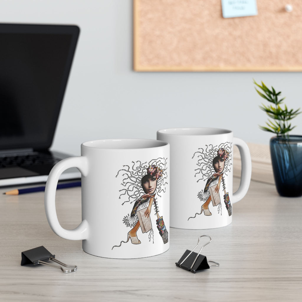 Boho Deer Illustration Mug | Ceramic Coffee Cup
