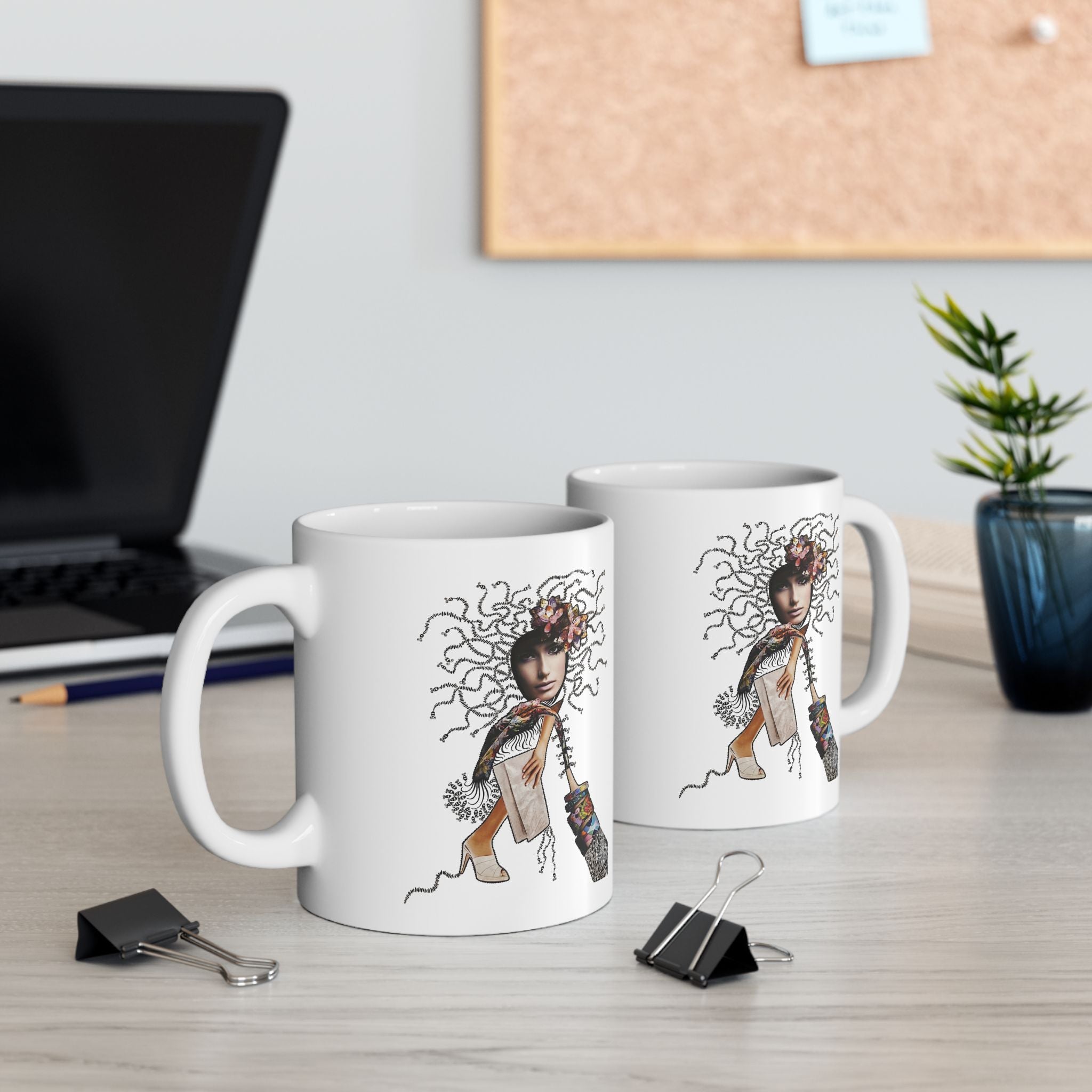 Boho Deer Illustration Mug | Ceramic Coffee Cup