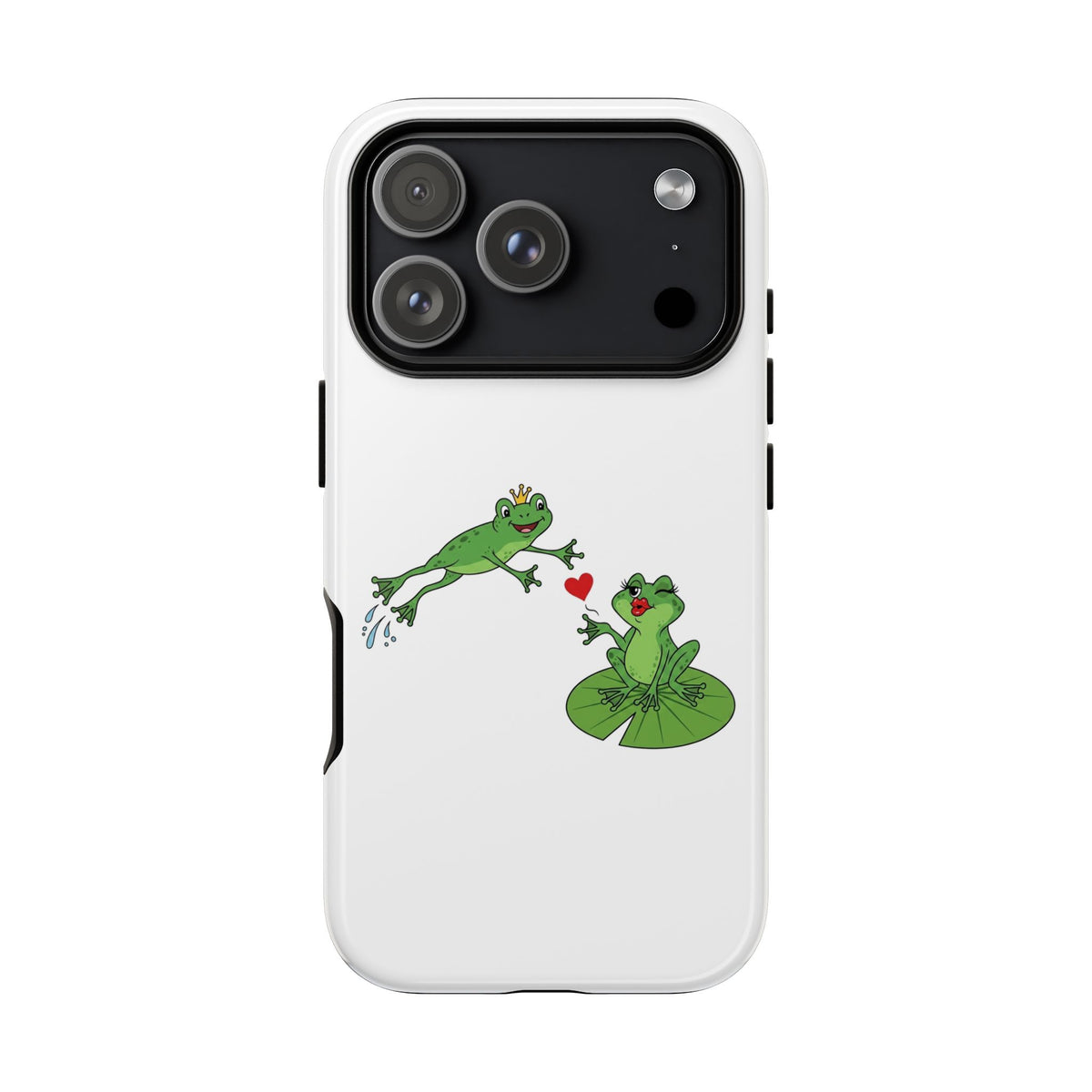 Kissing Frog Illustration Tough Phone Case | Cute Lily Pad Love Design