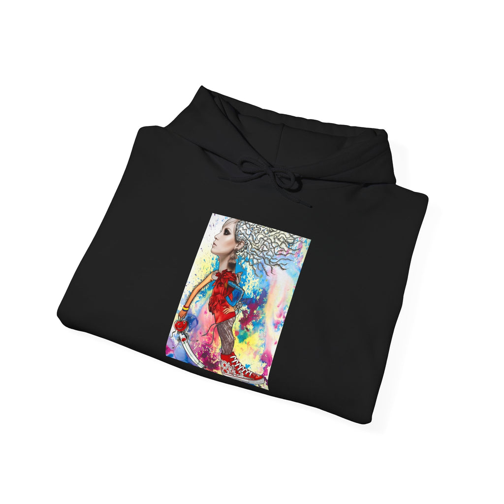 Colorful Mermaid Art Hoodie — Vibrant Watercolor Seahorse & Mermaid Graphic