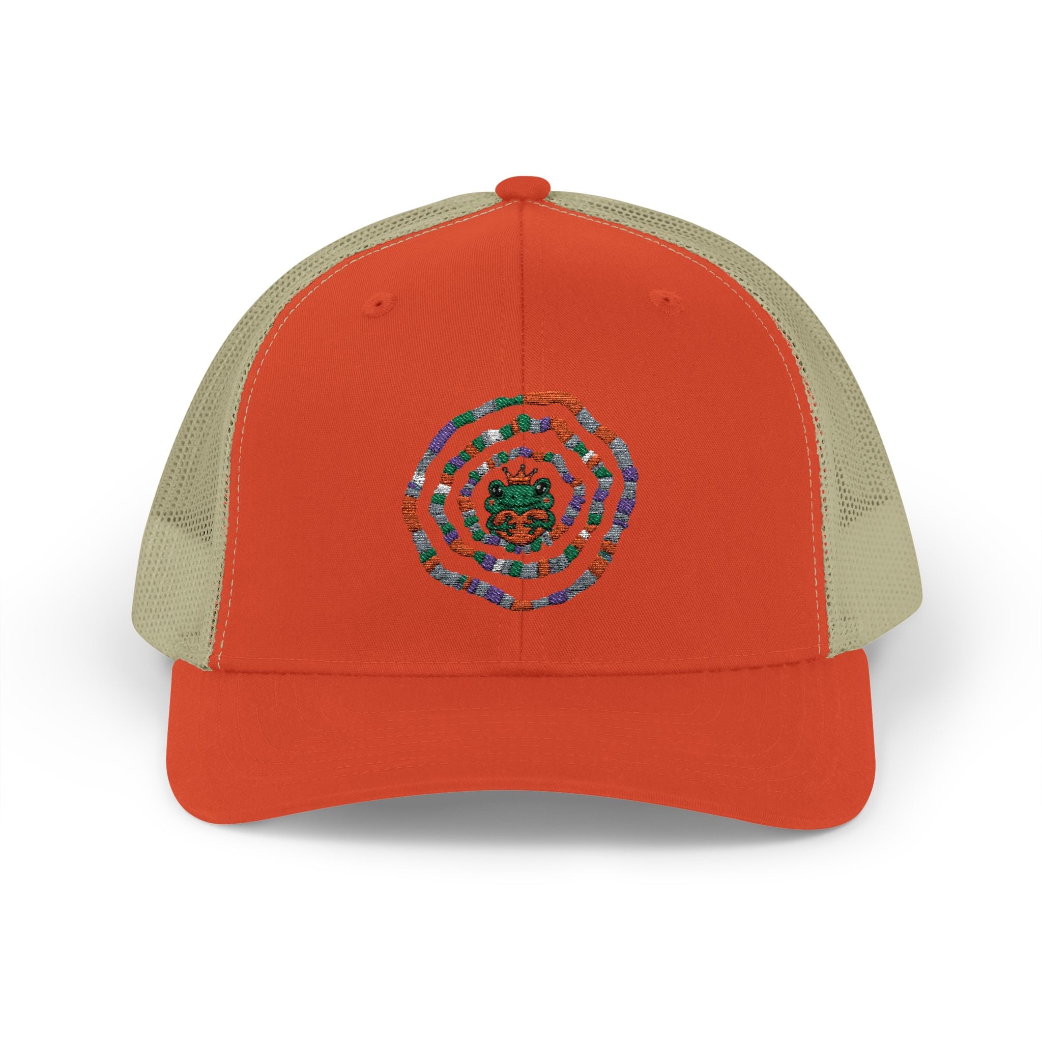 Spiral Mosaic Flower Snapback Trucker Cap | Embroidered Floral Circle